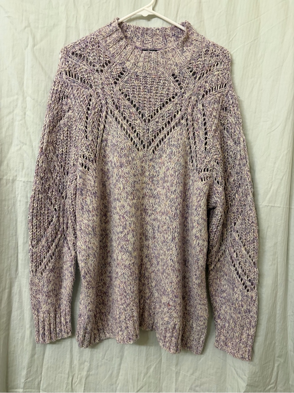 torrid Lavender Marled Open-Stitch Turtleneck Sweater